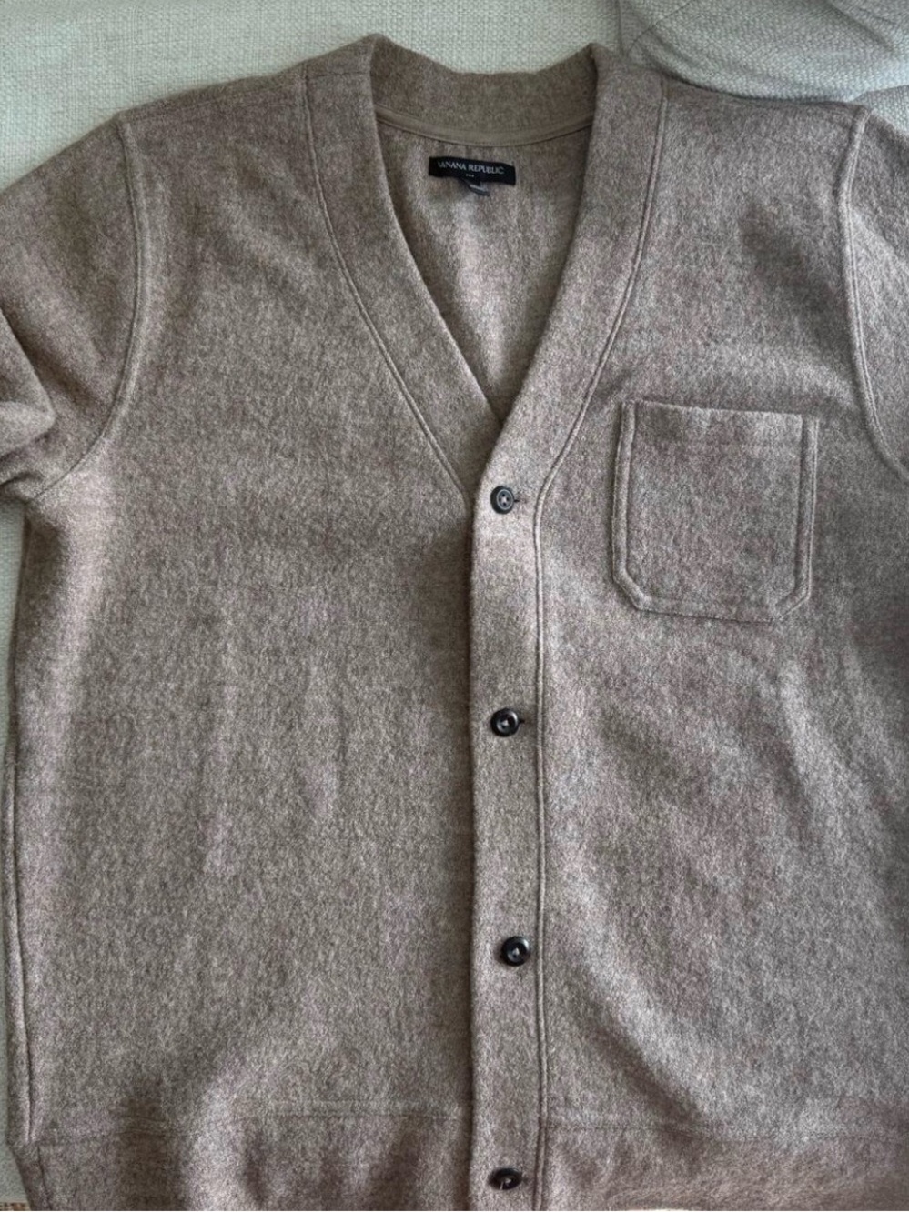 Banana Republic Factory Men's Taupe V-Neck Button Cardigan